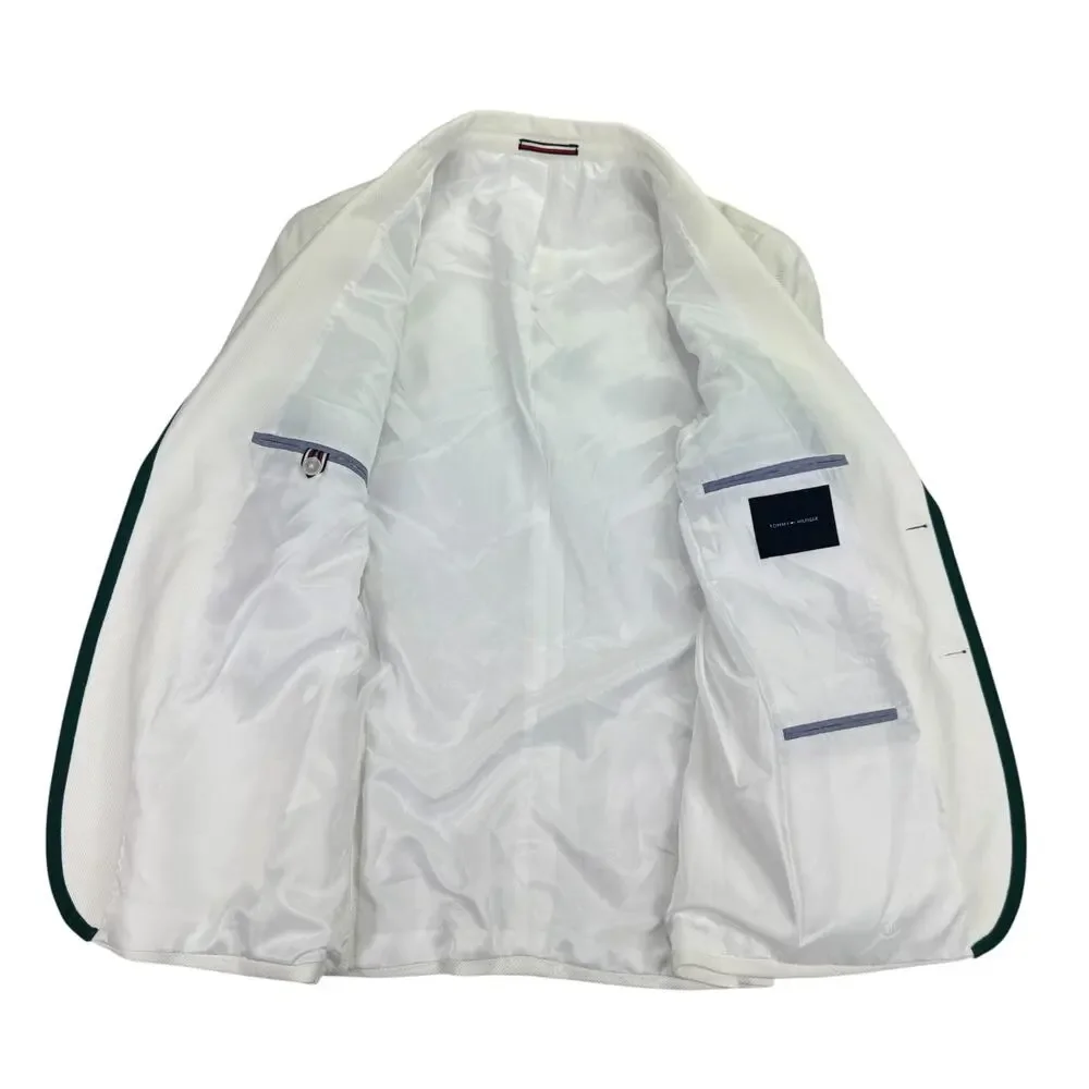 Tommy Hilfiger Mens Modern Fit Tipped Weave Sport Coat White Green 38S
